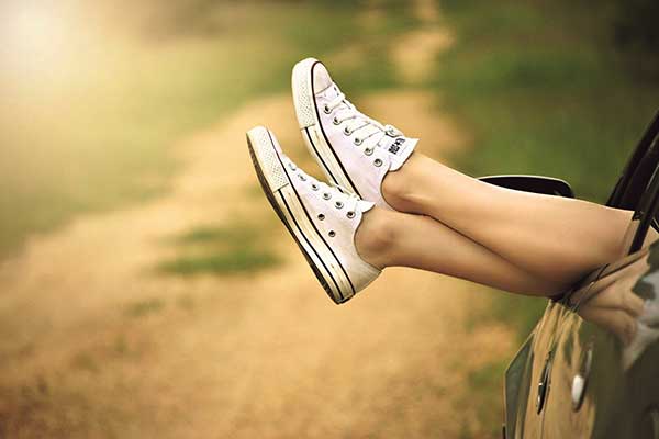 Converse Chucks, car window