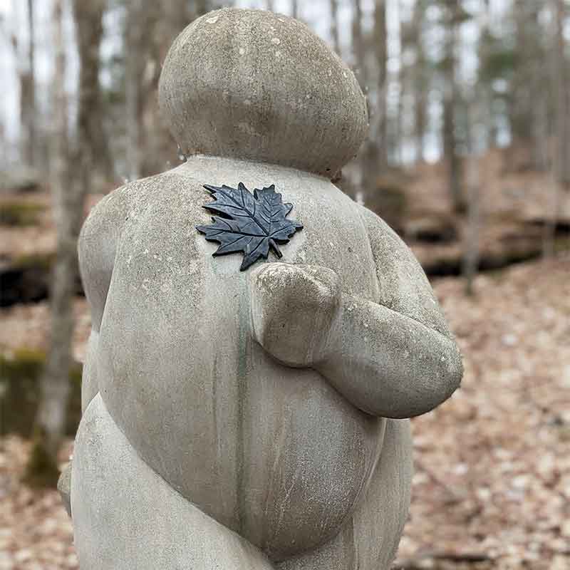 ToDoOntario - Haliburton Sculpture Forest, little figure with maple leaf