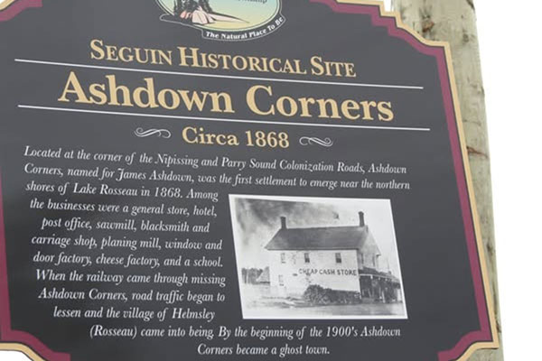 ToDoOntario - Ghost Town of Parry Sound, Ashdown Corners Plaque