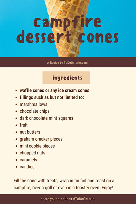 ToDoOntario - Carte de recette de cône de dessert au feu de camp